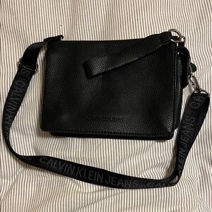 Calvin Klein Black Leather Shoulder Bag